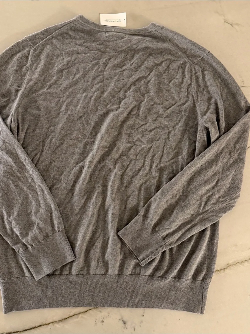 Banana Republic Mens Luxury Blend Silk Cotton Cash V-Neck Sweater Gray NWT Sz XL